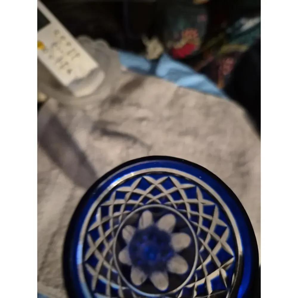 Vintage Towle Blue Cut To Clear Vase Distinctive Cobalt Blue Overlay With Clear